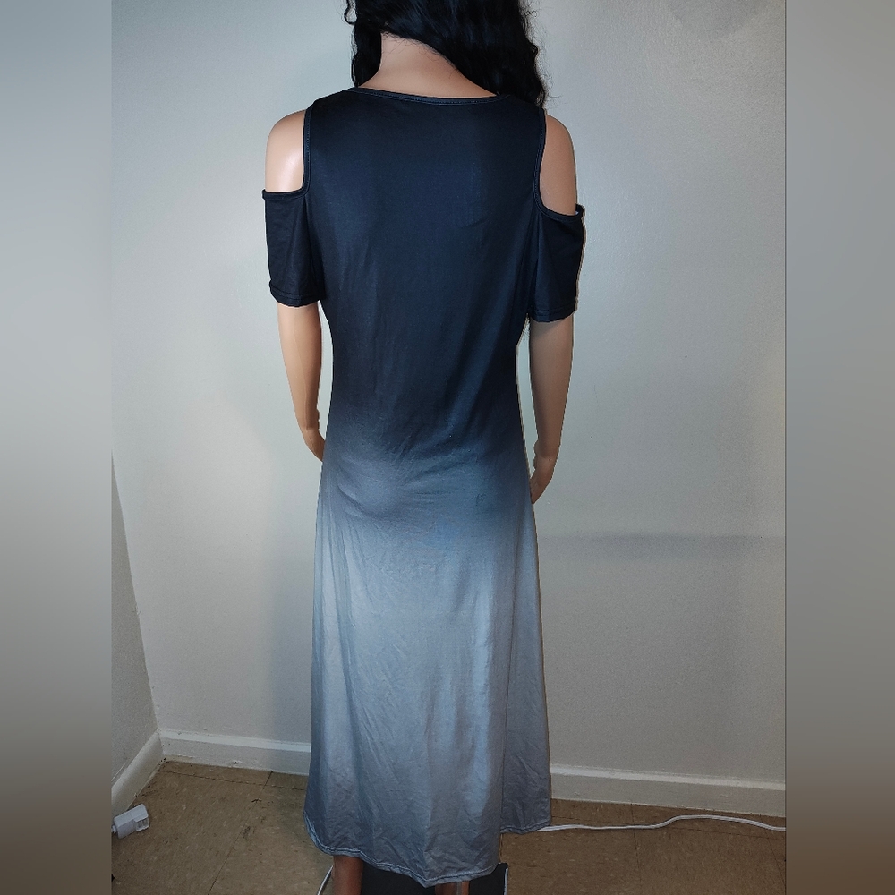 Black and Gray Cold Shoulder Dress - Picture 2 of 4